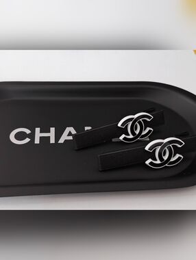 Chanel Black and White CC Hair Clips